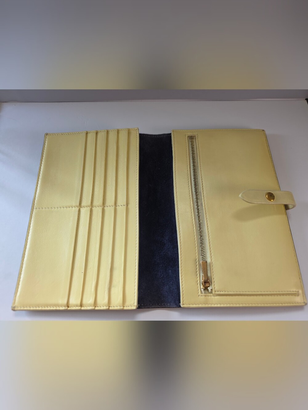 Celine Large Strap Continental Wallet Navy & Yellow + Entrupy COA - Picture 6 of 12